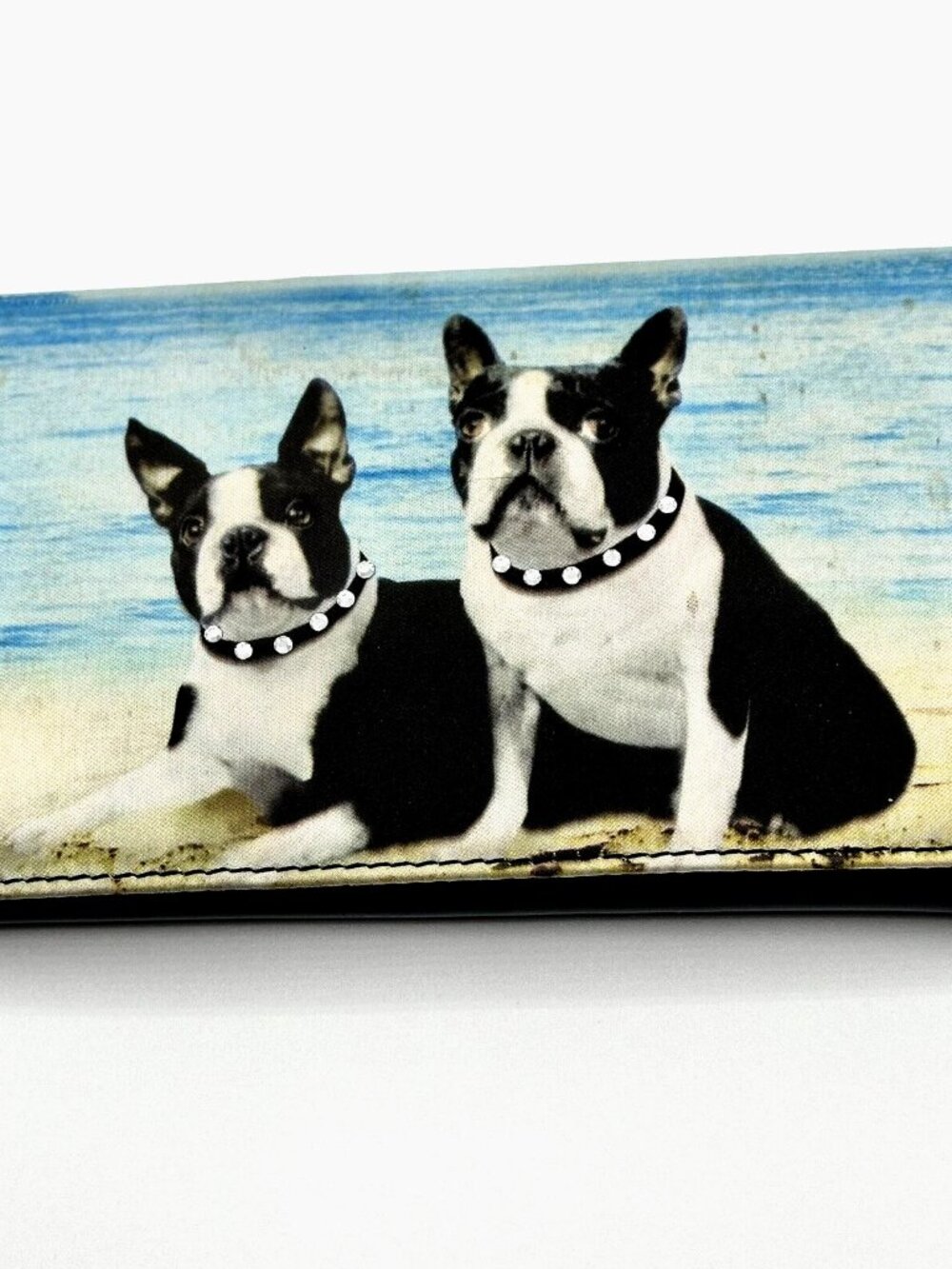 Boston Terrier Bling Wallet Dog Photo Print Checkbook Petcore Kitsch Glam Gift